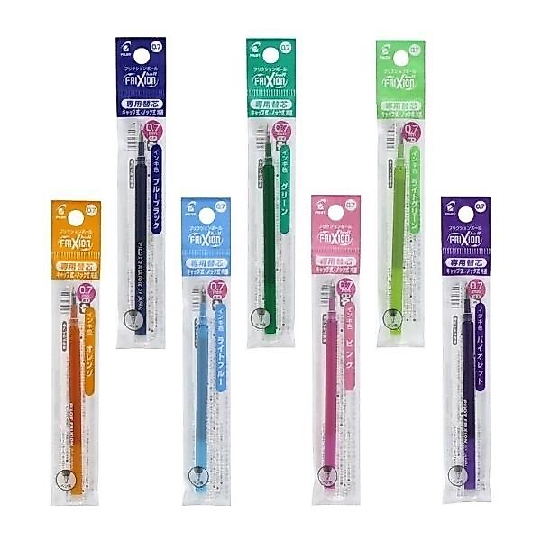 Pilot Frixion Ball Knock Erasable Pen Refill LFBKRF12EF (0.5) / LFBKRF12F (0.7) mm. I ไส้ปากกาลบได้ สีหมึกตามสีด้าม