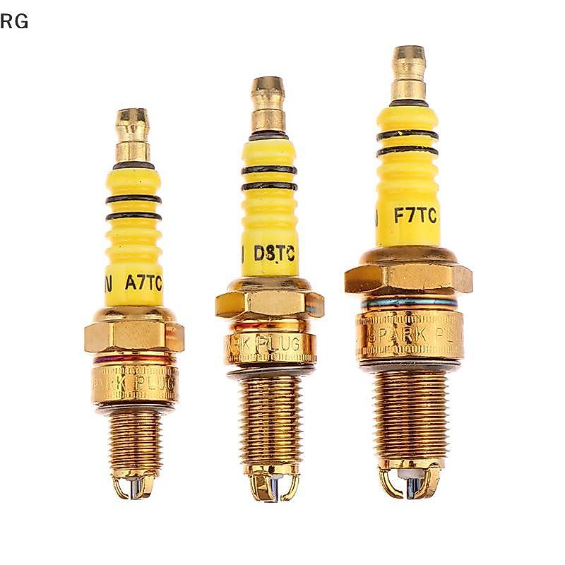 RG 1ชิ้นหัวเทียน3ขั้วไฟฟ้า A7TC D8TC สำหรับ GY6 CG 50 70 110 125 150CC รถจักรยานยนต์เอทีวีสกู๊ตเตอร์วิบากโกคาร์ท COD