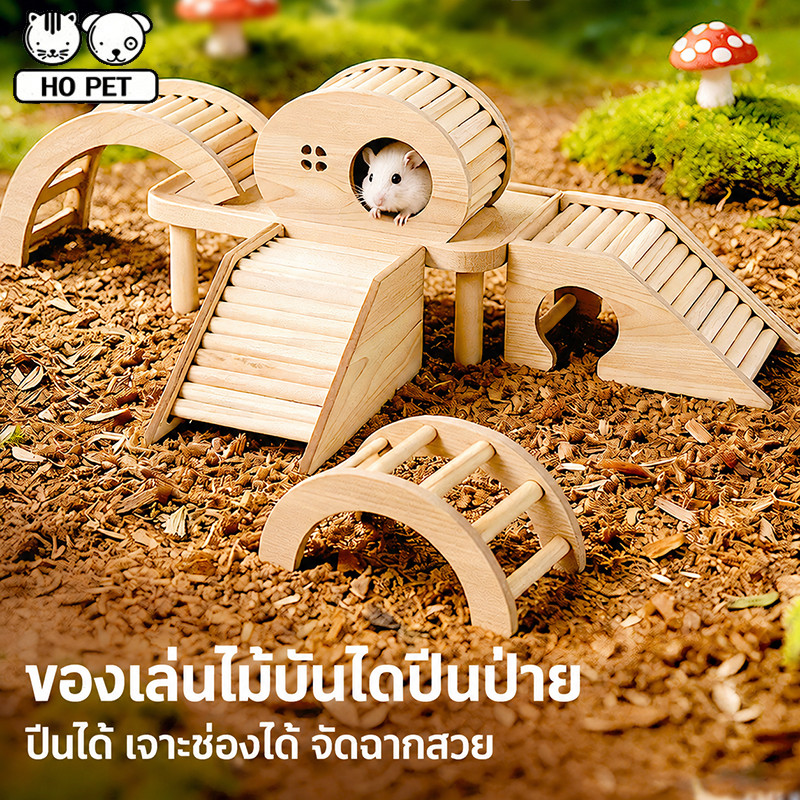 ของเล่นแฮมสเตอร์ บันไดไม้แฮมสเตอร์ สะพานไม้แฮมสเตอร์ ตกแต่งกรง สัตว์เล็ก ผลิตจากไม้ธรรมชาติ ไร้สีเคลือบ กัดแทะปลอดภัย