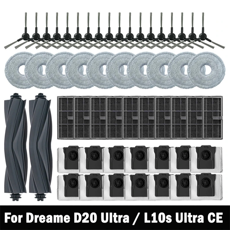 สําหรับ Dreame D20 Ultra/L10s Ultra CE เครื่องดูดฝุ่นหุ่นยนต์อุปกรณ์เสริมหลักแปรงด้านข้าง Mop ผ้า Hepa กรองถุงเก็บฝุ่นอะไหล่