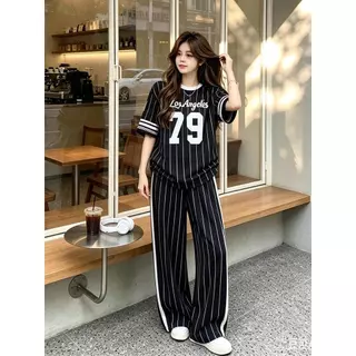 DTXmarket No.UG79 ชุดเซ็ท2ชิ้น เสื้อ+กางเกง พิมพ์ลายตัวเลข 79 ชุดเซ็ทแฟชั่น เสื้อผ้าแฟชั่น