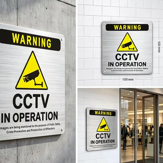 SUNNY ร้านอยู่กทม.ป้ายกล้องวงจรปิด CCTV ป้ายกล้องเตือน สติ๊กเกอร์มีกาวในตัว วัสดุโลหะ รักษาความปลอดภัย