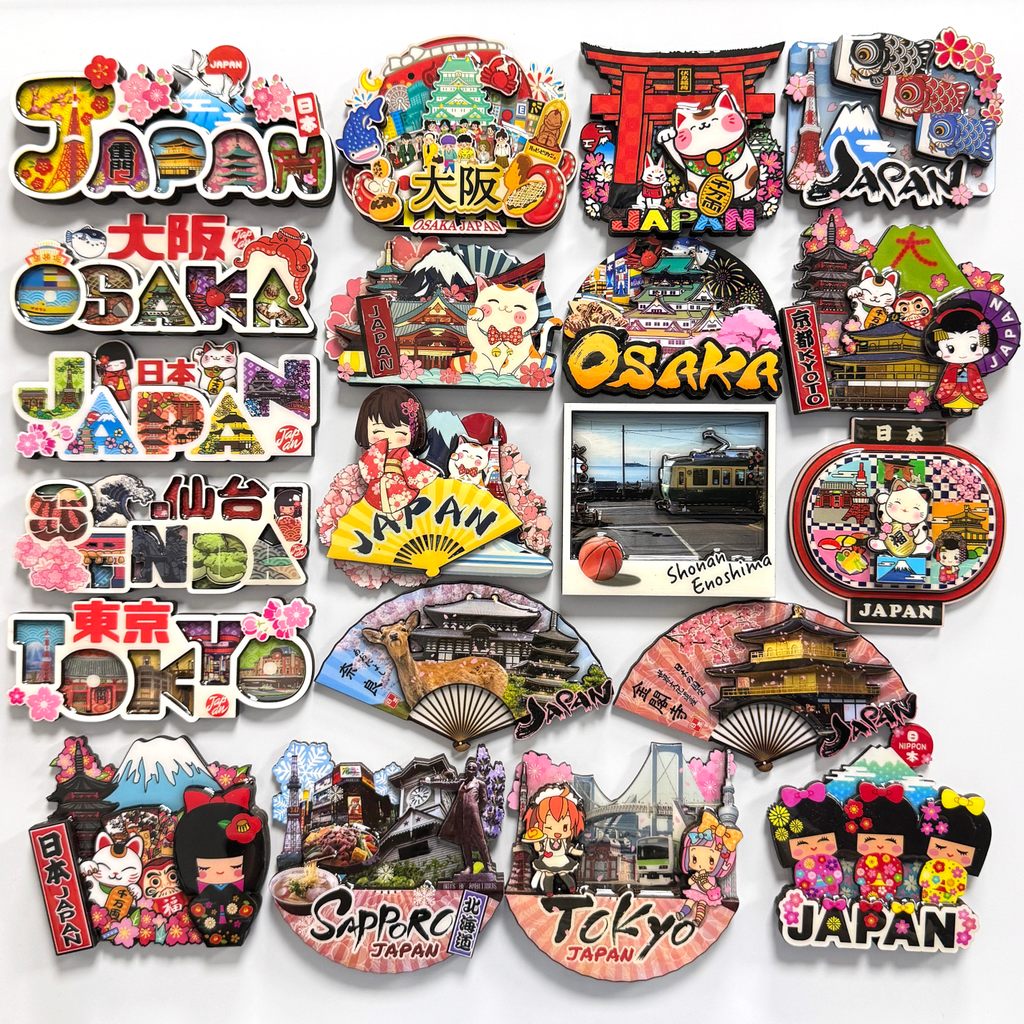 ญี่ปุ่นไม้ตู้เย็นสติกเกอร์โตเกียวโอซาก้า Travelling Souvenris Mount Fuji แม่เหล็กติดตู้เย็นตกแต่งบ้านของขวัญแต่งงาน