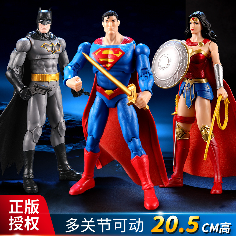 D DC ของแท้ Superhero Superman Batman ตุ๊กตา Wonder Woman รูปเครื่องประดับของขวัญของเล่นเด็ก