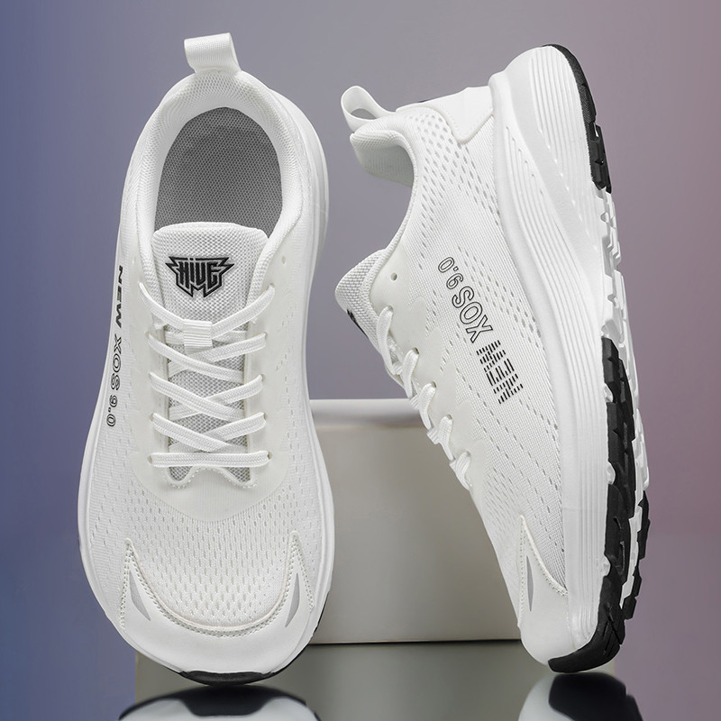 Ayugu 4E Breathable ผู้ชายผู้หญิงรองเท้าวิ่งกว้างรองเท้ากีฬาสีขาว 36-46