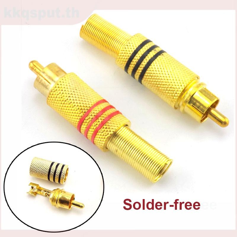 Gold Plated RCA Connector Plug Audio Male Connector Solder-free RCA Male to cabling THK2
