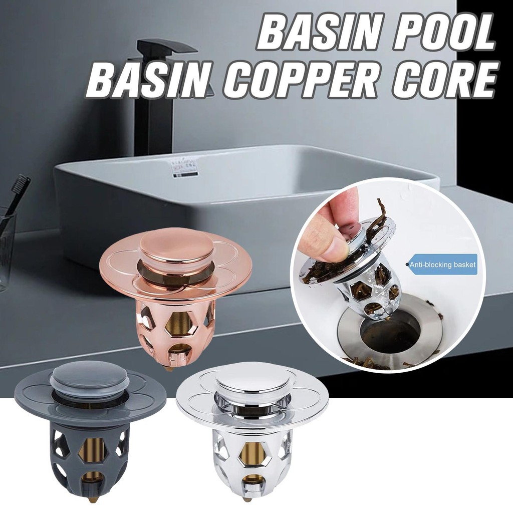 Pop-up Bounce Core ปลั๊กกรองอ่างล้างหน้าสแตนเลสท่อระบายน้ําอุปกรณ์ห้องน้ํา W0