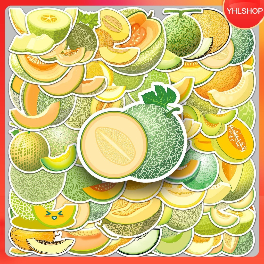 🍁ส่งจากไทย🍁 51ชิ้น สติกเกอร์ ผลไม้เมล่อน แคนตาลูป แตงไทย Melon Cantaloupe Sticker