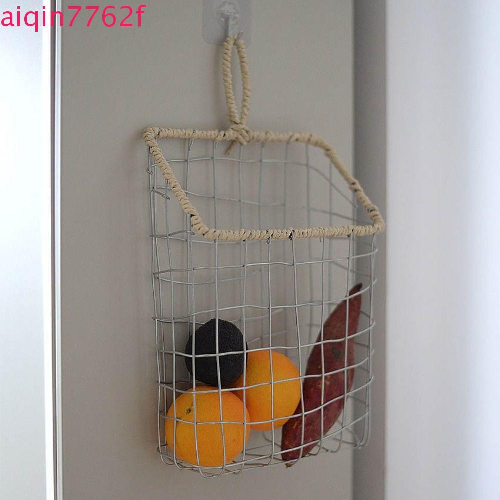AIQINF ตะกร้าแขวน, Nordic Handmade Kitchen Wall Organizer,อเนกประสงค์สะดวกโลหะประหยัดพื้นที่ตู้ตะกร้าเก็บของขนาดเล็กขนมขบเคี้ยวสนับสนุน