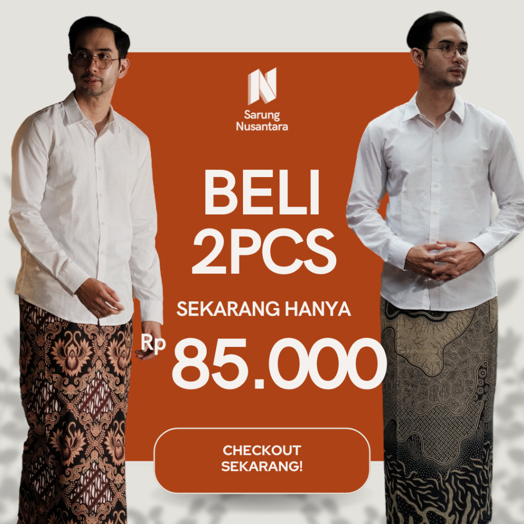 KATUN 2 ชิ้น 90 พันฟรีเลือก Nusantara Sarong Motif Premium Mens Cotton Batik Sarong