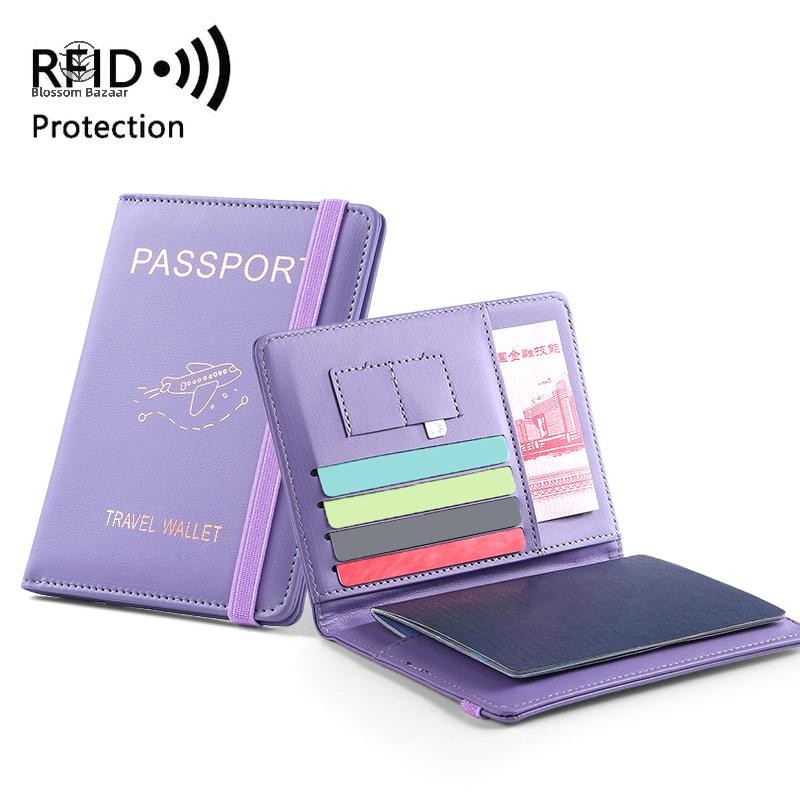 Blossom Bazaar กันน้ําผู้ถือหนังสือเดินทางครอบคลุมกรณี PU หนังบัตรเครดิตกระเป๋าสตางค์น่ารัก Passport