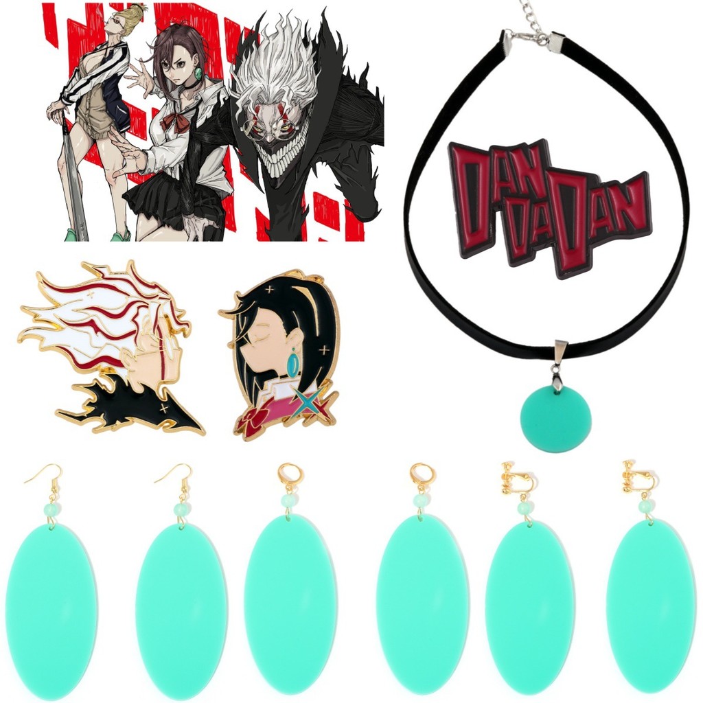 Anime Dandadan Momo Ayase Earrings Ear Clip Necklace Cosplay Fashion Accessories