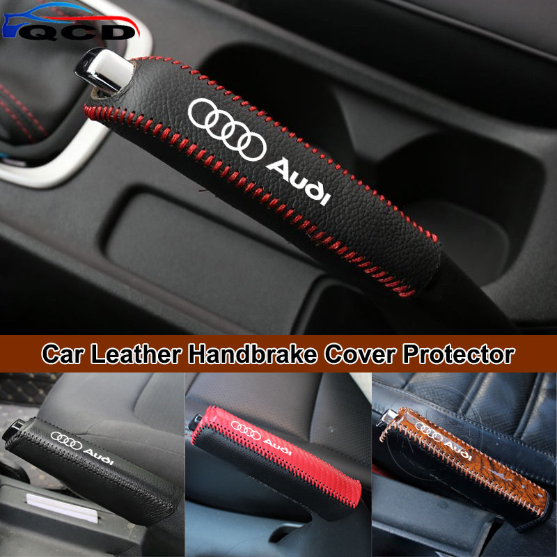 Audi ฝาครอบป้องกันเบรกมือรถยนต์หนังเกียร์ปลอกเบรกมือ สําหรับ A3 8l 8Y A1 Q5 TT mk2 A5 A4 B7 B8 B5 B9