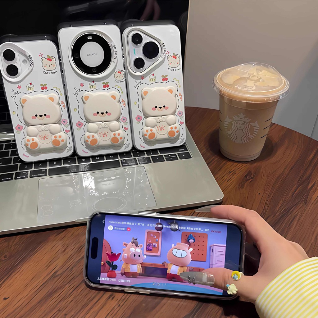 หมีน่ารักกระจกสําหรับ Honor X9D X7D X8D X6D Magic 8 5 6 7 Pro X6C X6A X8C X8B X5C Plus 400 200 500 สมาร์ท 90 600 Lite X9B X7A X9C X9B X9C X7A X9B X9C X9C X7A X7B X9C X9C X9B X9C X9A X7A X9C ปลอกโปร