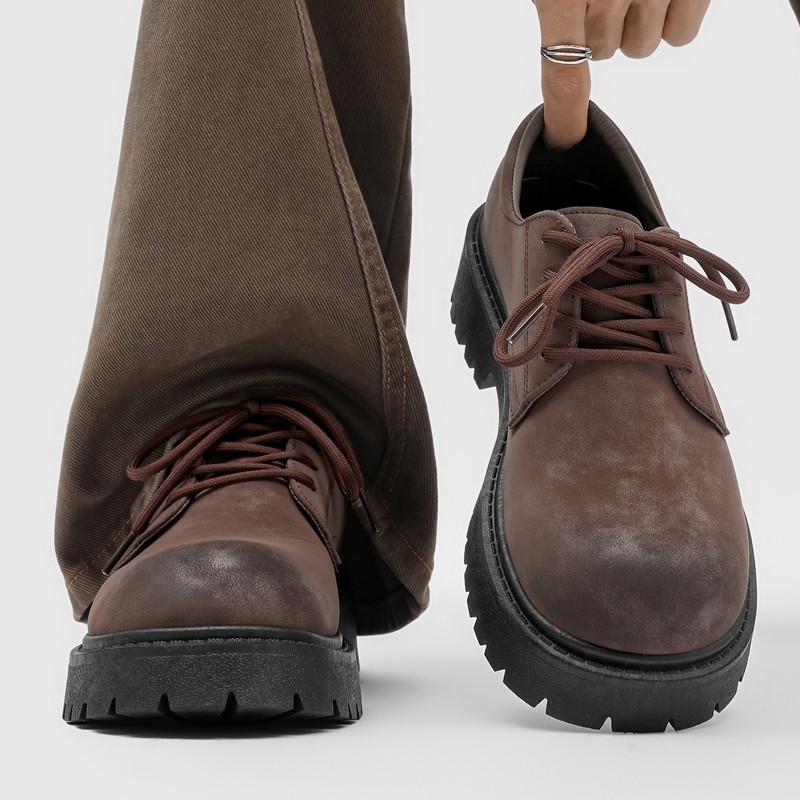 Size39-46  45 ผู้ชาย Big Toe รองเท้าหนา Soled รองเท้าหนังเพิ่มความสูงรองเท้าหนังเพิ่มความสูงรองเท้าหนังผู้ชายแฟชั่น Big Toe รองเท้า