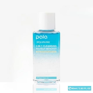 PALA ไมเซลล่า คลีนซิ่ง(ขวดฟ้า) EYE & LIP & FACE 3IN1 CLEANSING MAKEUP REMOVER 80ml ล้างเครื่องสำอาง แบรนด์ไทย มีอ.ย.