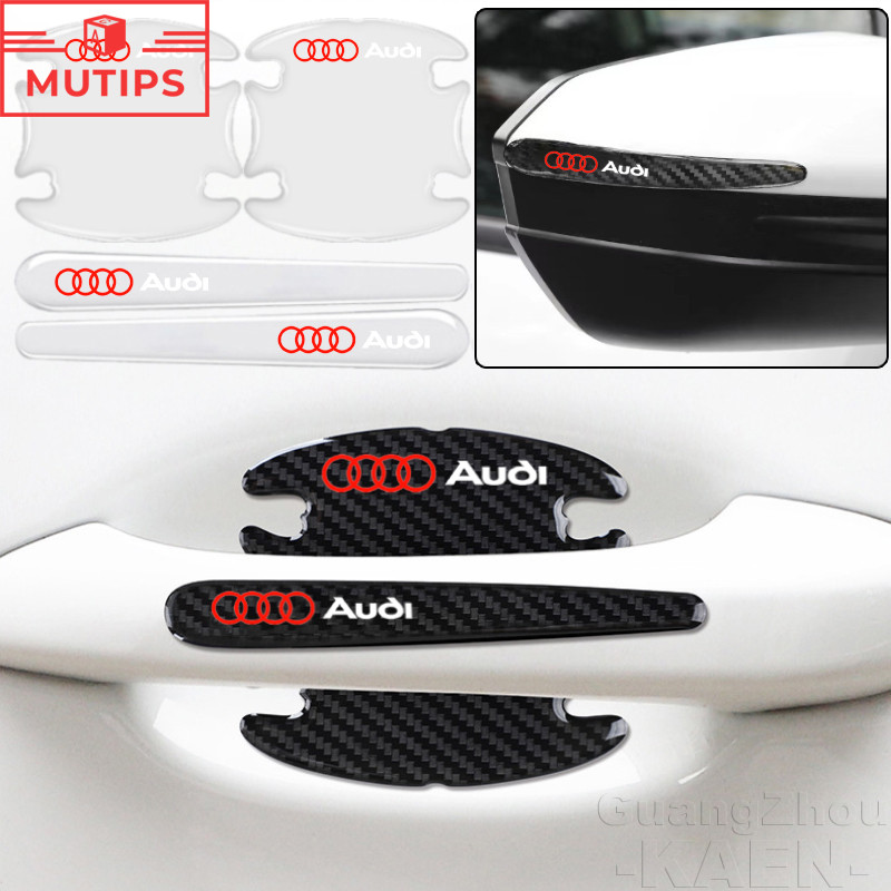 Audi โปร่งใสรถประตู Anti Scratch สติกเกอร์คาร์บอนไฟเบอร์ประตูชามสําหรับ A3 8l 8Y A1 Q5 TT mk2 A5 A4 