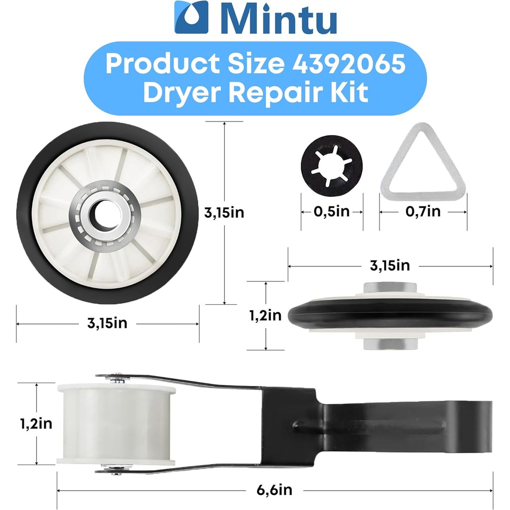 4392065 เครื่องเป่าซ่อมรอก Rollers Kit สําหรับ Amana NED4655EW1 WED5590VQ0 Whirlpool WED7000DW1 WED4