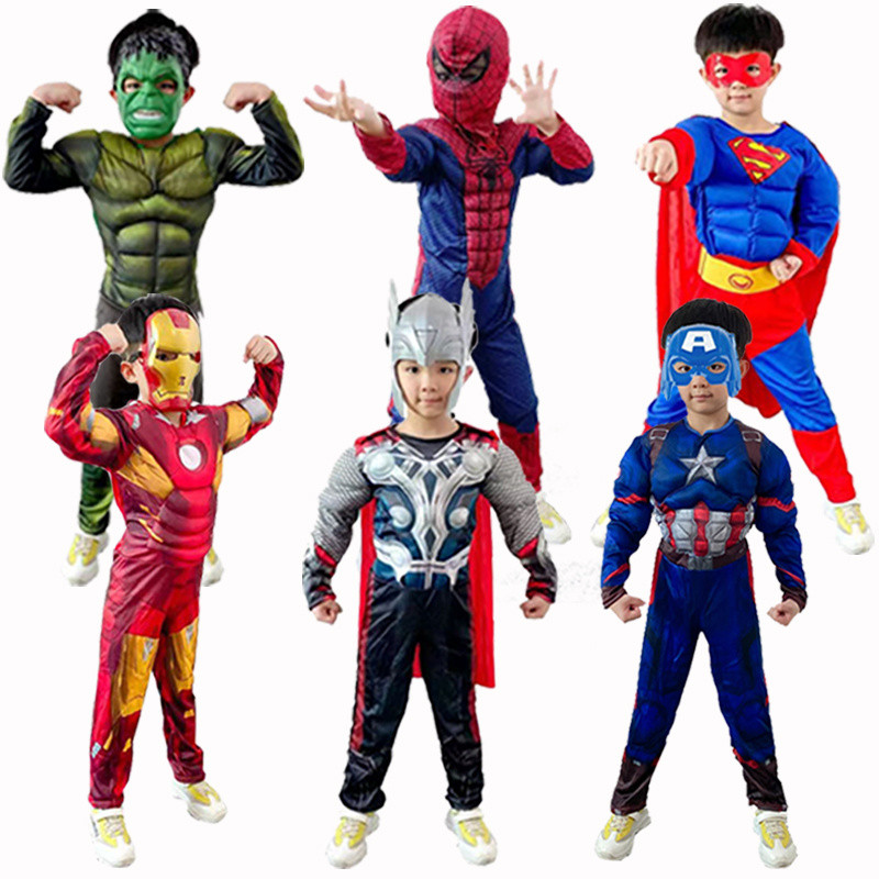 เครื่องแต่งกายฮาโลวีนสำหรับเด็ก แบบ Superhero เช่น Spiderman และ Captain America