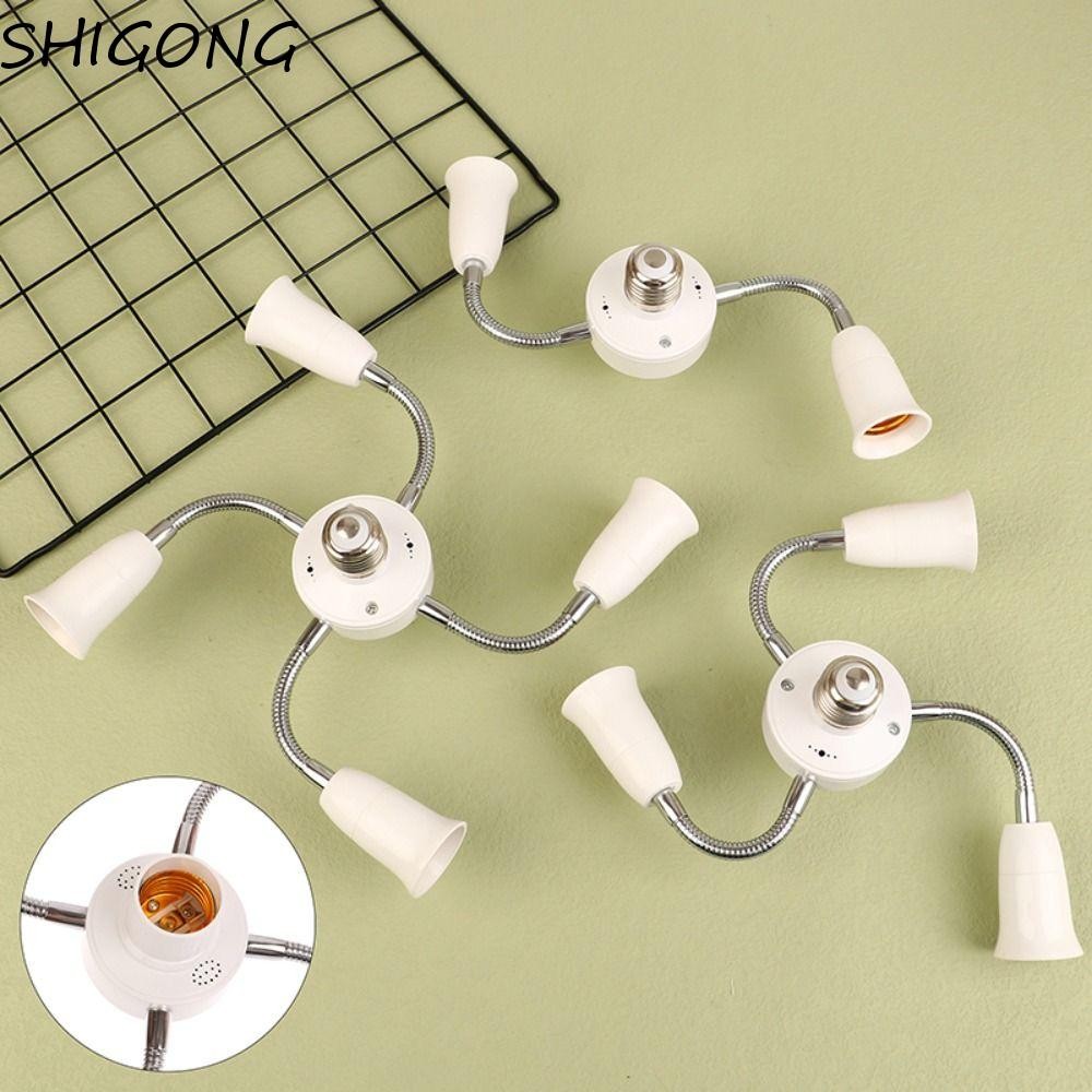 SHIGONG E27 Light Socket Splitter, หลอดไฟอะแดปเตอร์พร้อมสายต่อ E27 ผู้ถือโคมไฟ Converter, ปรับ E27 ถึง E27 2/3/4/5 หัวสีขาว Home
