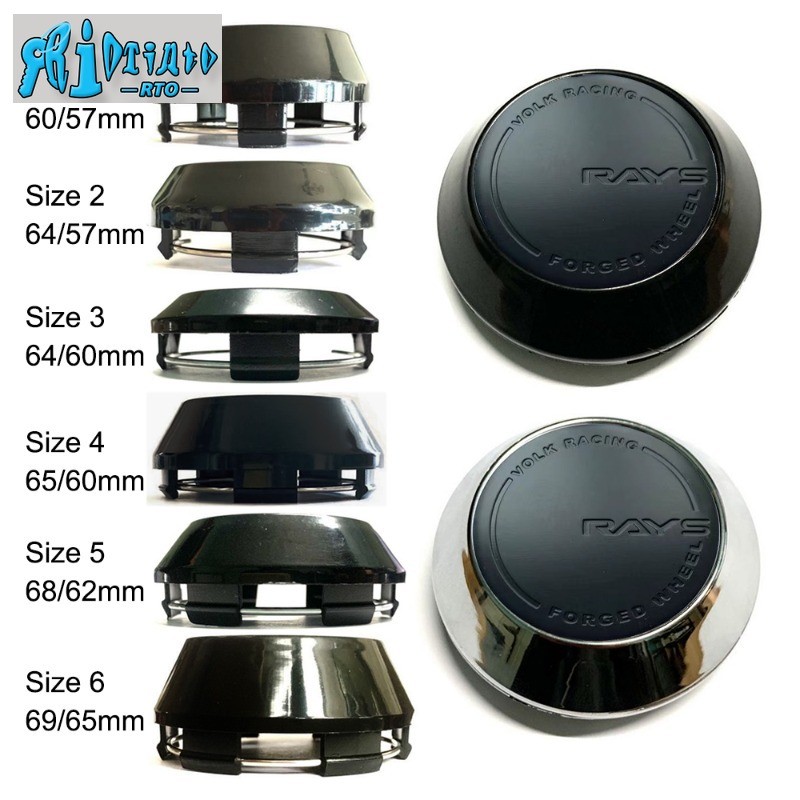 4pcs 60/64/65/68/69 มม.RAYS โลโก้สีดํา Center Cover Rim Hub Cap Center Caps Fit สําหรับ Rays Volk Ra