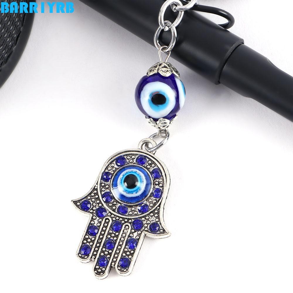 BARR1YRB Hamsa พวงกุญแจเครื่องประดับสําหรับผู้ชายผู้หญิงพวงกุญแจรถ Key Holder Amulet Blue Evil Eye