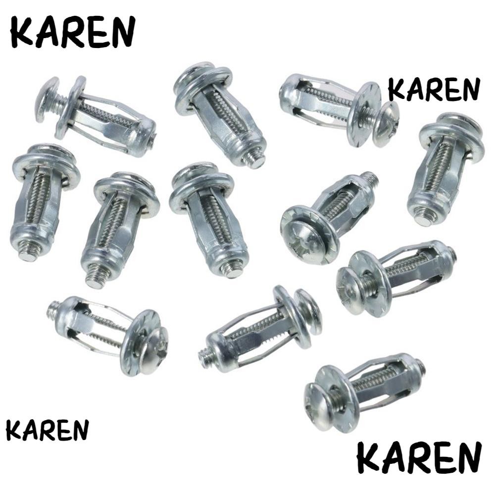 KARENGOODS 12 ชิ้น Jack Nuts, M4 X 20 กลีบถั่ว, Lock Jack Nut Bolt Expansion Nut Hollow Wall Iron Sk