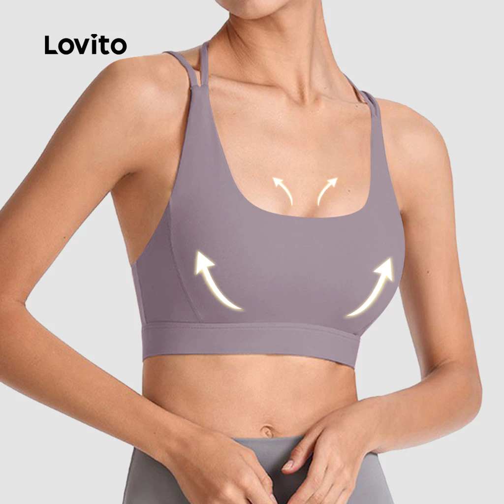 Lovito แคชชวล สปอร์ตบราหญิง สีพื้น สไตล์สปอร์ต LNL77167\4 thumbnail 3
