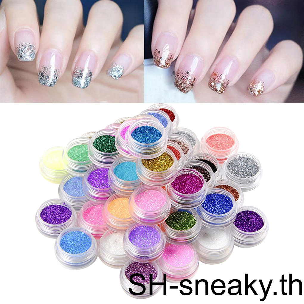 45 ชิ้นศิลปะเลื่อม DIY ขัดตกแต่ง Salon Flake อุปกรณ์ Glitter Decor Art Nails