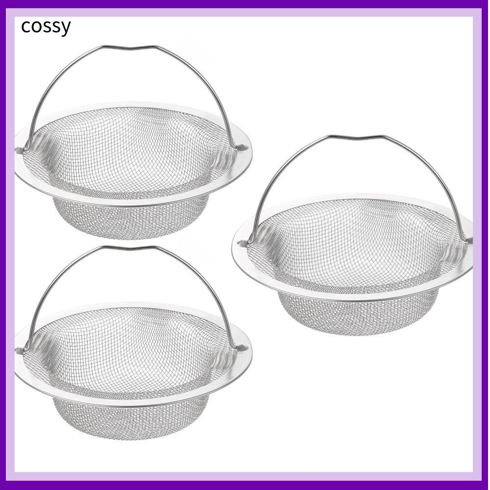 COSSY ตะกร้ากรอง 1/2/3 ชิ้นพร้อมที่จับสแตนเลสอ่างล้างจานกรองขยะ Universal Fit Heavy Duty Rust-Resistant Sink Stopper ห้องครัว