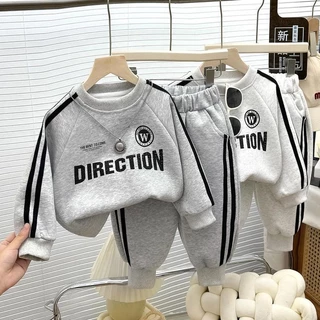 MooDeng Baby เสื้อผ้าเด็ก ชุดกันหนาว สำหรับเด็ก เเขนยาว ขายาว มี 2สี สีเทา เสื้อพมพ์ลาย แฟชั่งสไตล์เกาหลี