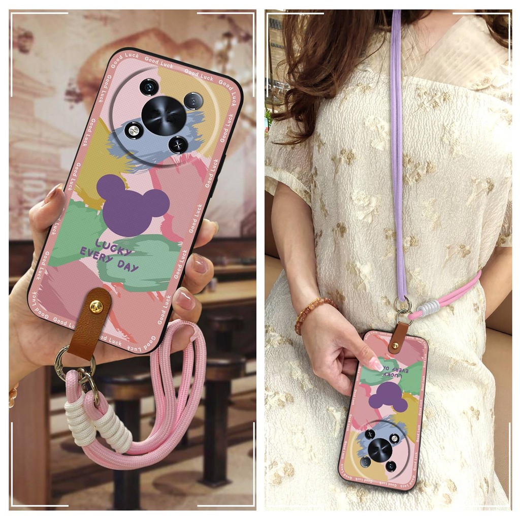 Soft Case Anti-knock เคสโทรศัพท์สําหรับ Itel RS4/S666LN Graffiti Crossbody สร้อยคอน่ารักปกหลังทนทานก