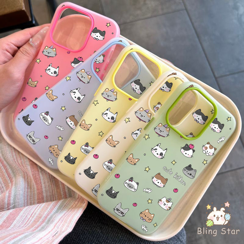 เคสไอโฟน 15 สำหรับ IPhone 16 13 11 12 14 Pro Max 15 7 8 16 Plus XS X XR Max 2in1 เปนกวินหมีดาวคลื่นครอบริ้วรอย