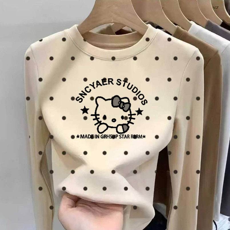 ฤดูใบไม้ร่วงฤดูหนาวสาวเยอรมันกํามะหยี่ท็อปส์เด็กเสื้อผ้าเด็กกลางเด็กใหญ่ท็อปส์แฟชั่นลายจุดแขนยาวเสื้อยืดเสื้อคอกลม - รูปที่ 6