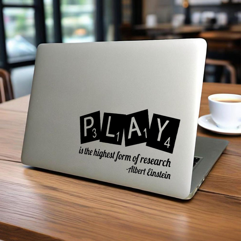 สติ๊กเกอร์ Macbook สติ๊กเกอร์แล็ปท็อป Einstein Inspiring Quote ไวนิลแล็ปท็อปสําหรับ MacBook ฟรีการออ