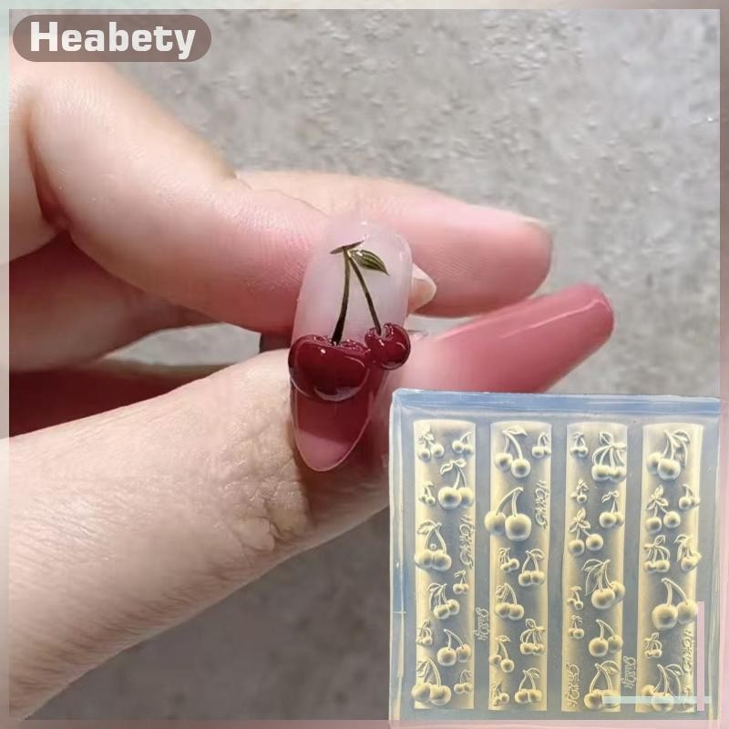 [ Heabety] 3D Rose Flower แม่พิมพ์ซิลิโคนตกแต่งเล็บ DIY Cherry Design Nail Templates งานฝีมือเครื่องประดับออกแบบเล็บเครื่องมือ [COD]
