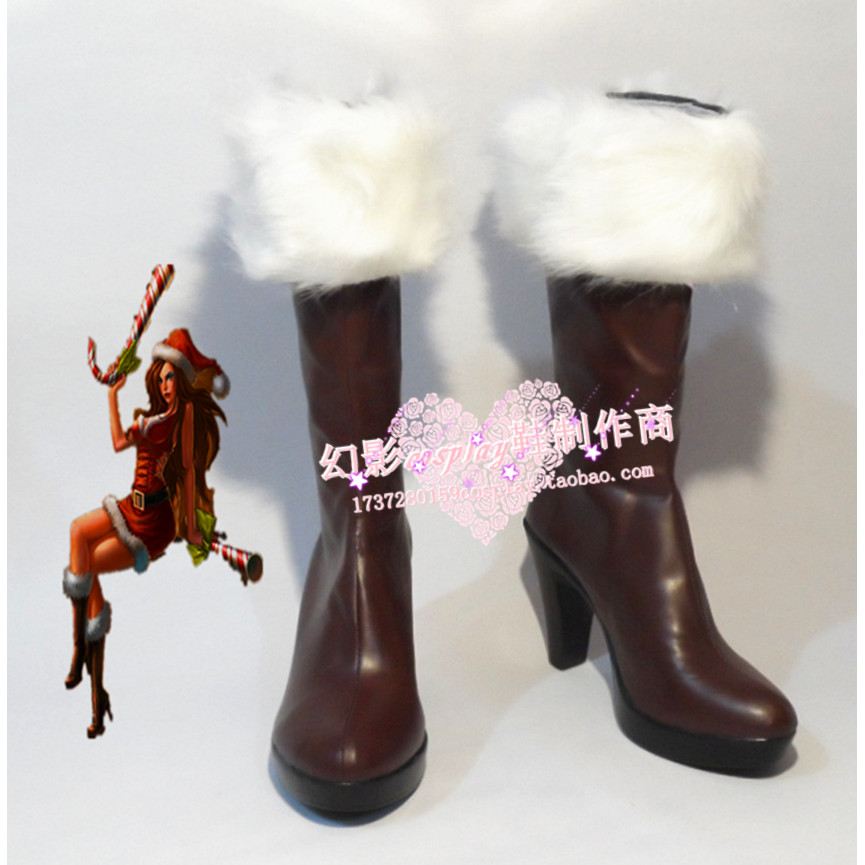 เลขที่. 607 League of Legends lol Bounty Hunter Miss Doom Christmas Candy Bar รองเท้าคอสเพลย์