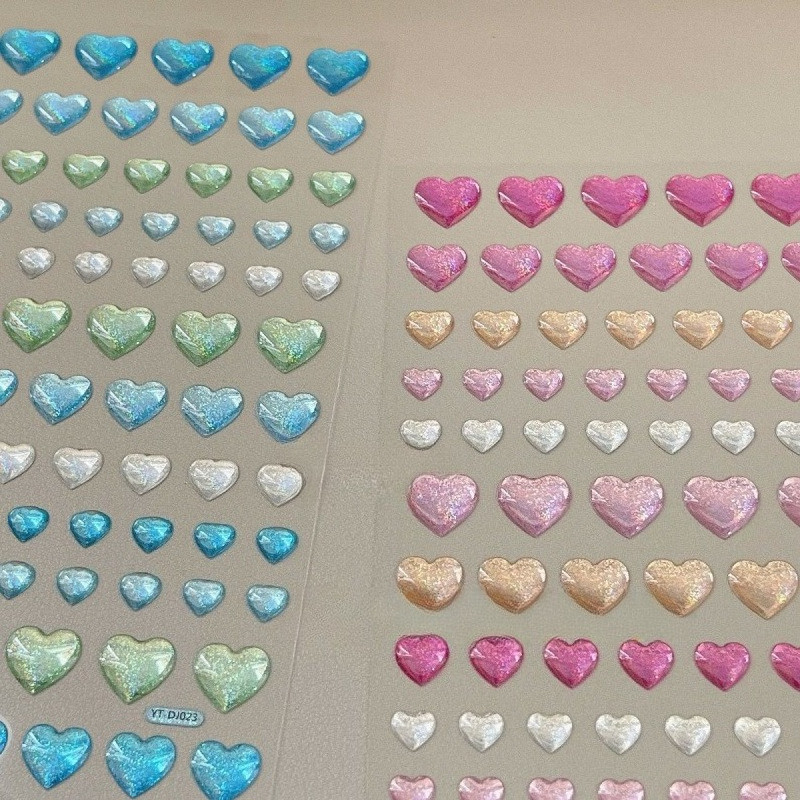 3D น่ารักเลเซอร์หัวใจ Star สติกเกอร์ Glitter คริสตัล DIY โทรศัพท์ไดอารี่สติกเกอร์ตกแต่งสาวของขวัญ