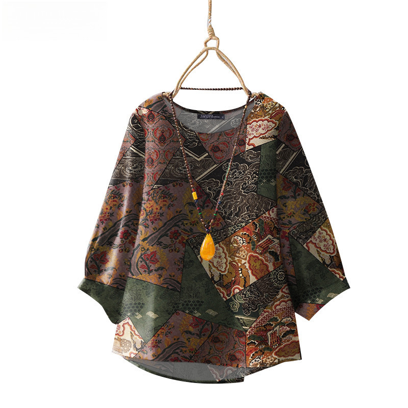 เสื้อผ้าสำหรับผู้หญิงแขน3/4 ลายดอกไม้ สไตล์เกาหลี สวมใส่ง่ายทุกวัน