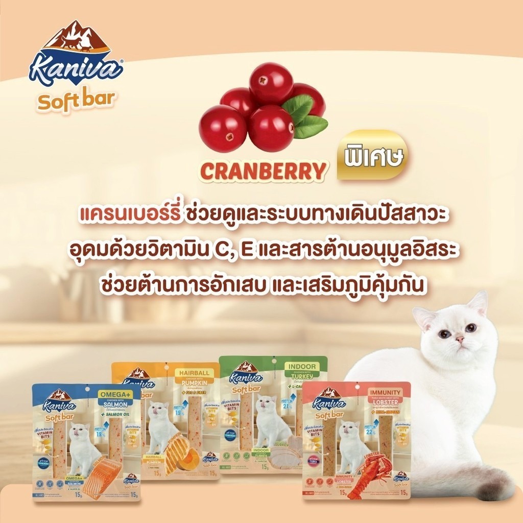 Kaniva Soft Bar คานิว่า ซอฟท์ บาร์ ขนมแมวรูปแบบใหม่ เนื้อเน้นๆ แบบแท่ง เคี้ยวง่าย ขนาด 15 กรัม (1 แพ็ค 2 ชิ้น) - รูปที่ 6