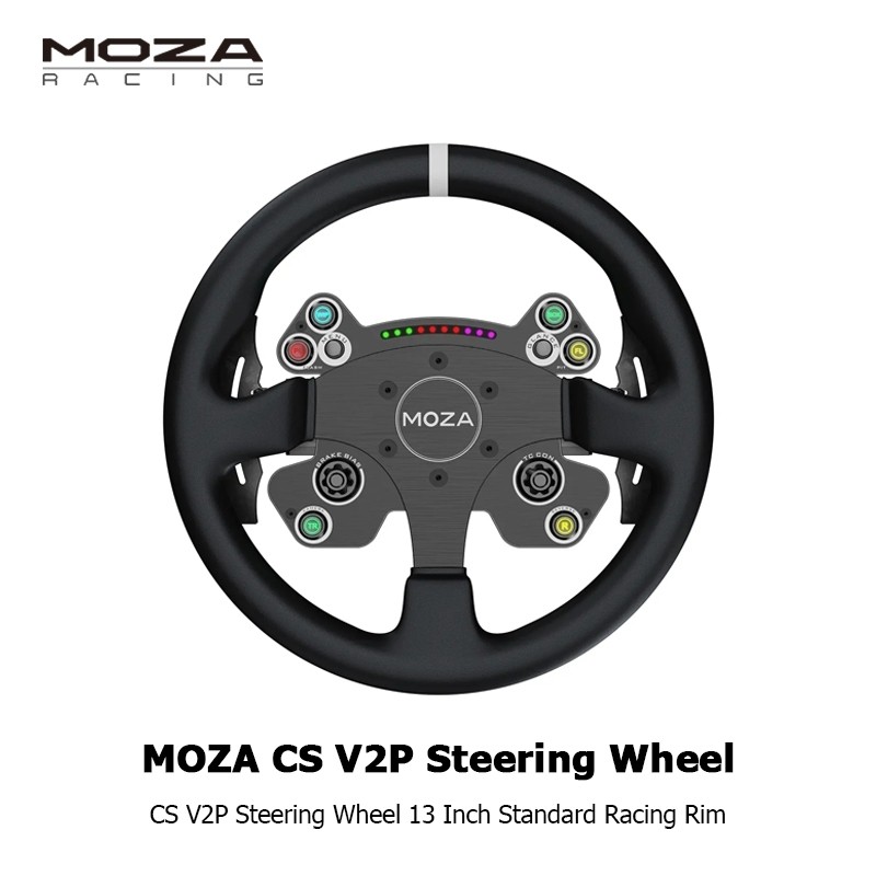 MOZA Racing CS V2P พวงมาลัย 13 นิ้วขอบแข่งมาตรฐานพร้อมกรอบอลูมิเนียมเกรดการบิน