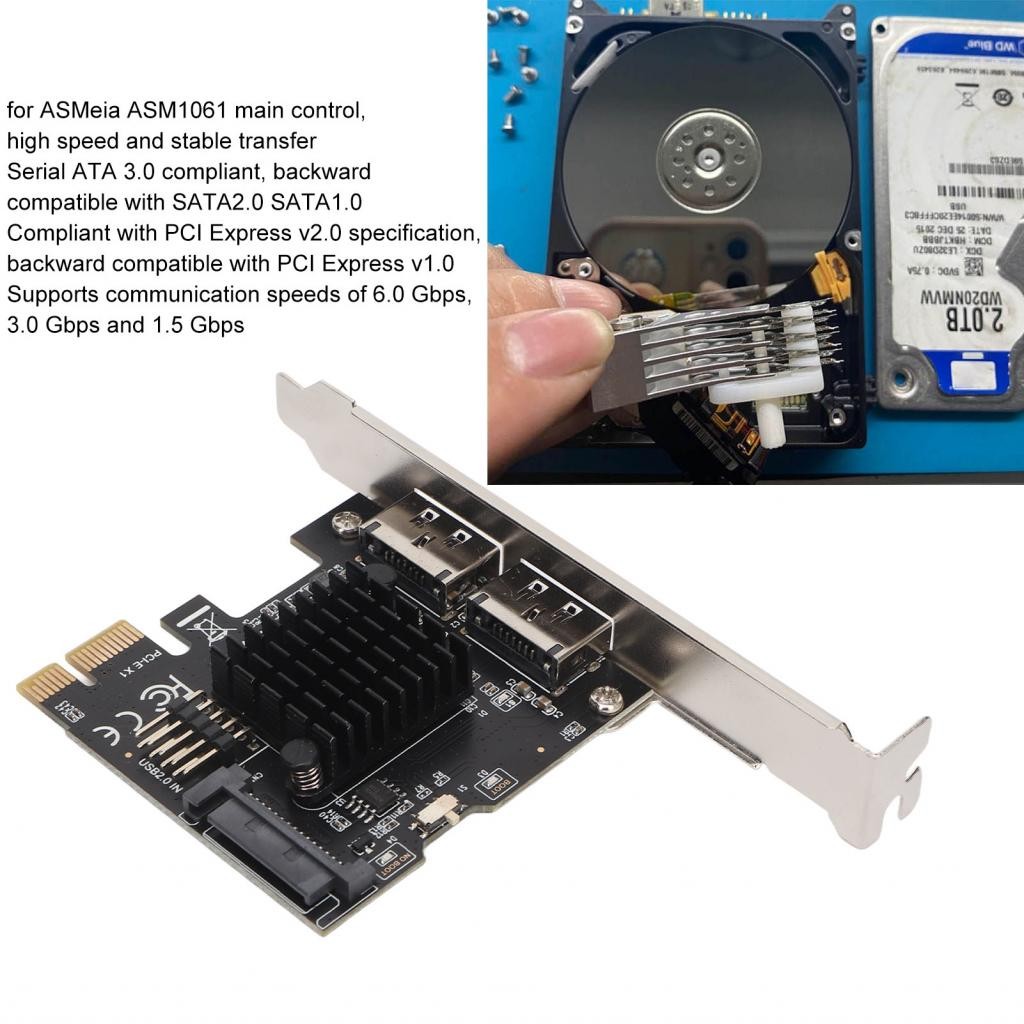 Ropa888-ph Zyyini PCIE to Power ESATA การ์ดขยาย 1X 2 พอร์ต Over Desktop PCI e USB 6G อะแดปเตอร์ Expr