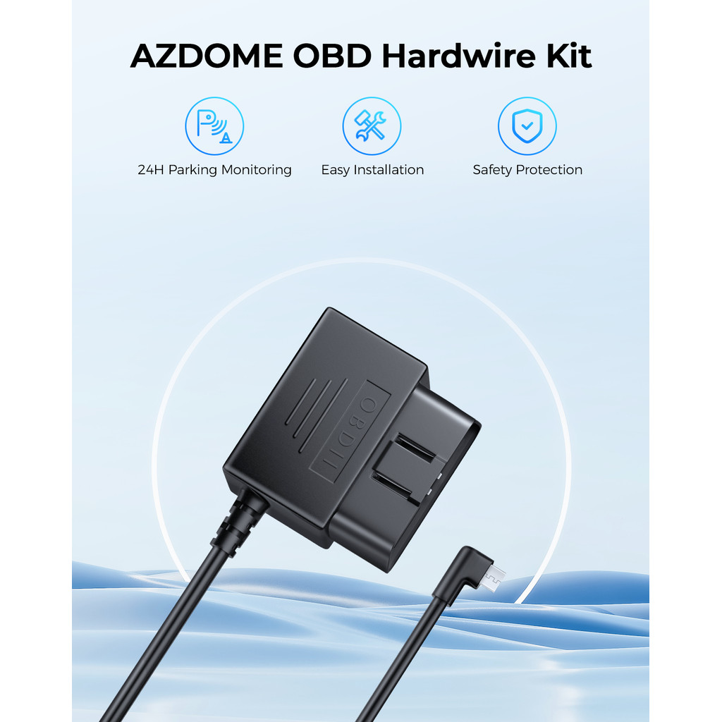 AZDOME Dash Cam OBD Hardwire Kit สายไฟ Micro/Mini/Type C พอร์ต USB, รองรับโหมดที่จอดรถ, 11FT 12V-24V