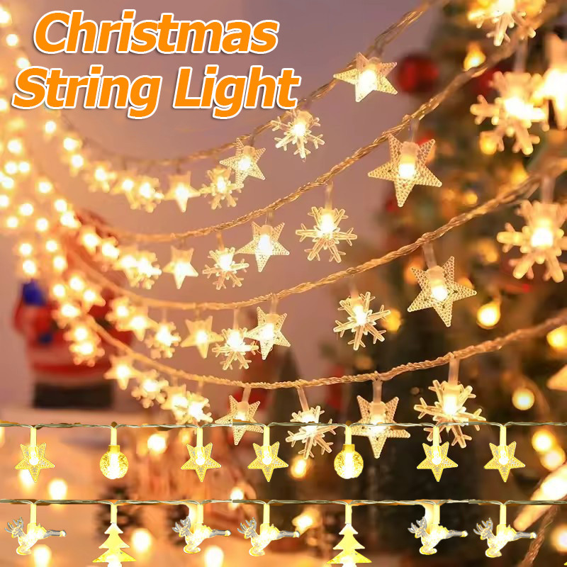 โคมไฟต้นคริสต์มาส 1.5ม. พร้อมหิมะและดาวแฟรีย์ แสงสว่าง 10 LED กันน้ำสำหรับใช้ประดับสวน