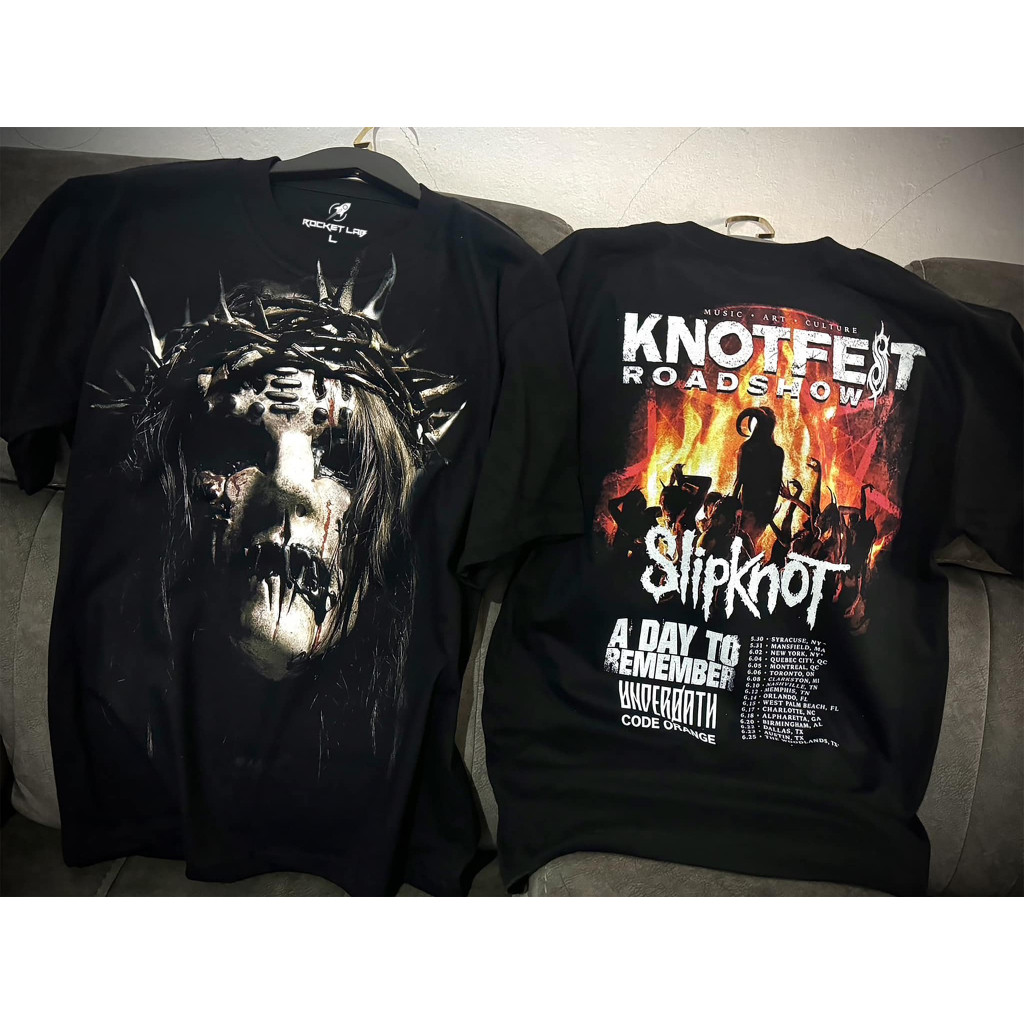 🥕【เสื้อยืดยอดนิยม】  Slipknot Rocket Lab เสื้อสีดำ สไตล์วินเทจ ผ้าคอตตอนพรีเมี่ยม นุ่มและสบาย S-5XL