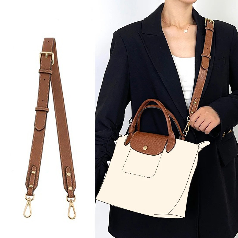สายหนังสำหรับกระเป๋า Longchamp แบบปรับได้ พร้อมสายคล้องไหล่และเข็มขัด