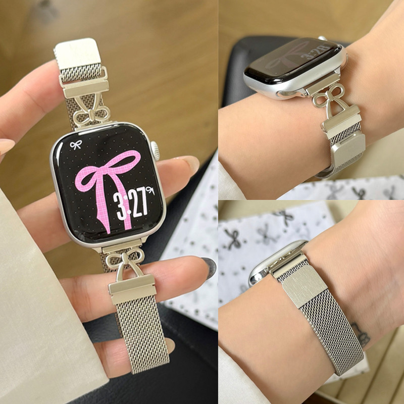 สาย Milanese Loop หัวใจ สำหรับ Apple Watch Strap Series 11 10 Ultra 2 9 8 7 6 5 SE 4 3 สายนาฬิกาผู้หญิง Band iWatch 49 46 45 44 42 41 40 38mm