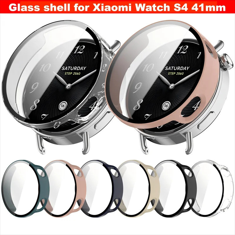 PC + กระจกนิรภัยสําหรับ Xiaomi Watch S4 41 มม.Smart Watch case Full coverage hard SHELL สําหรับ Mi W