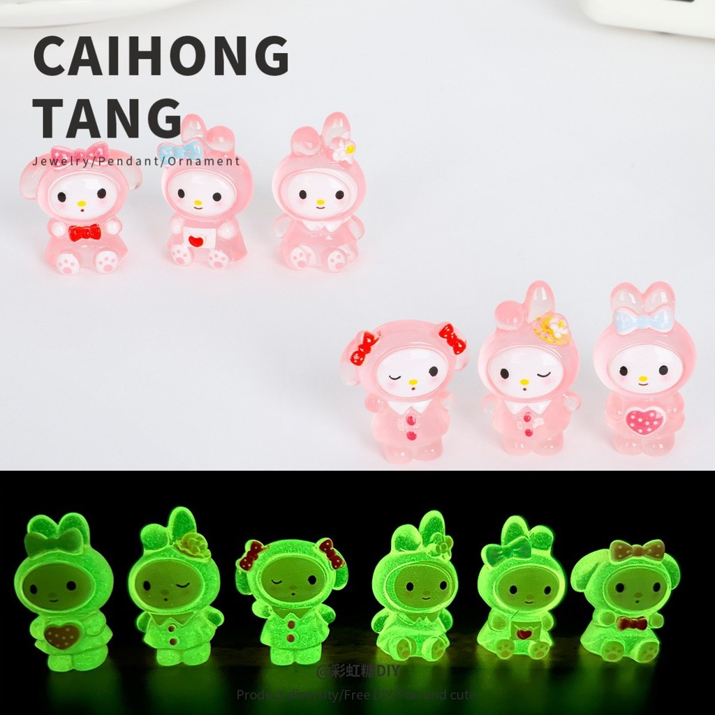 10 ชิ้นเรืองแสงสีชมพู Melody เรซิ่น Charms สําหรับ DIY (13-28)