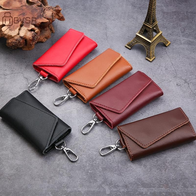BVSR พวงกุญแจหนังแท้กระเป๋าผู้ชายผู้หญิง Key Holder Organizer กระเป๋ากุญแจรถ Simple Housekeeper Key Case ของขวัญกระเป๋า TH